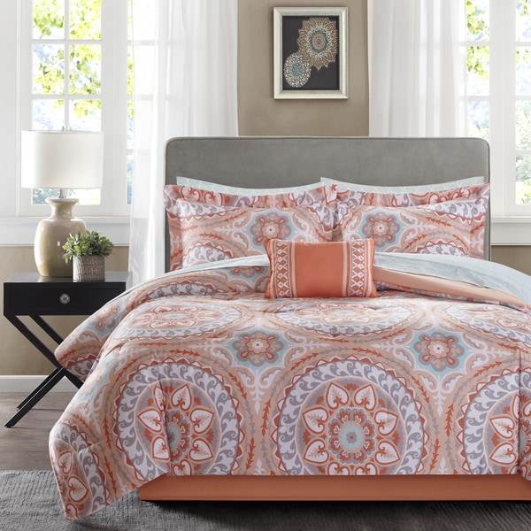 The Curated Nomad La Boheme Coral Complete Comforter and Cotton Sheet Set