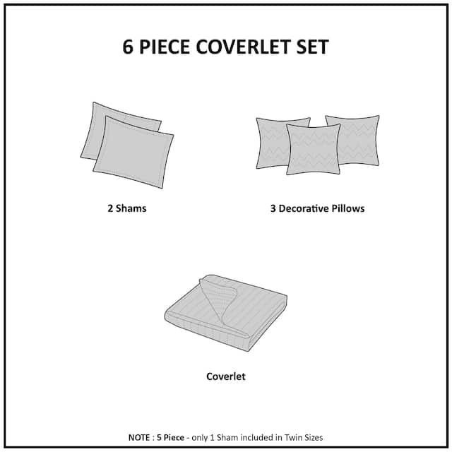 Madison Park Vanessa Cotton Percale 6-piece Coverlet Set