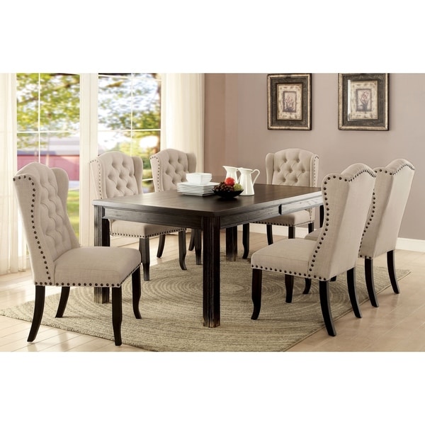 Furniture of America Tays Contemporary Black Solid Wood Dining Table