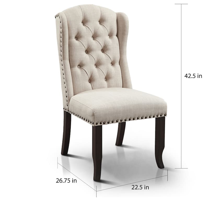 Tays Tufted Linen Wingback Dining Chairs (Set of 2) by Furniture of America