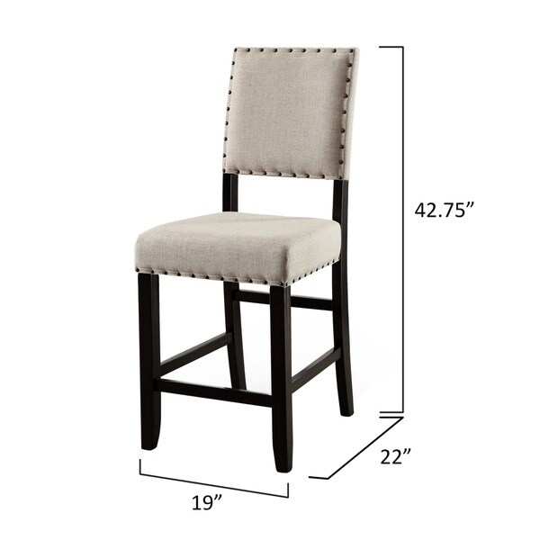 Furniture of America Tays Rustic Black Fabric Counter Chairs (Set of 2