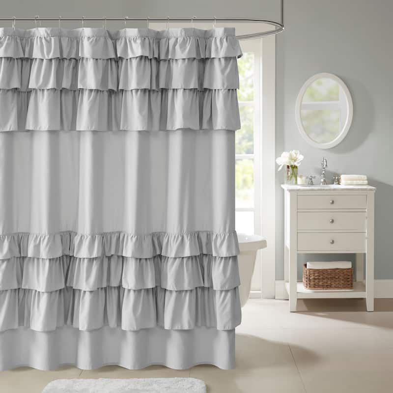 Copper Grove Elora Ruffled Shower Curtain 6-Color Option - Grey