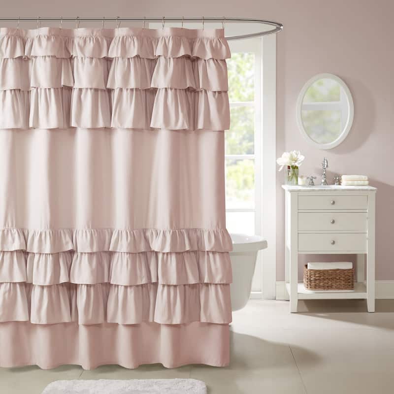 Copper Grove Elora Ruffled Shower Curtain 6-Color Option - Pink