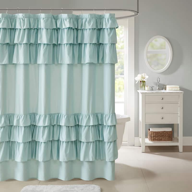 Copper Grove Elora Ruffled Shower Curtain 6-Color Option - Blue