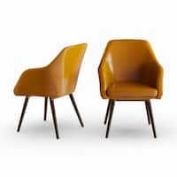 Carson Carrington Akrehamn 2-piece Cappuccino Faux Leather Arm Chairs Set with Beech Legs