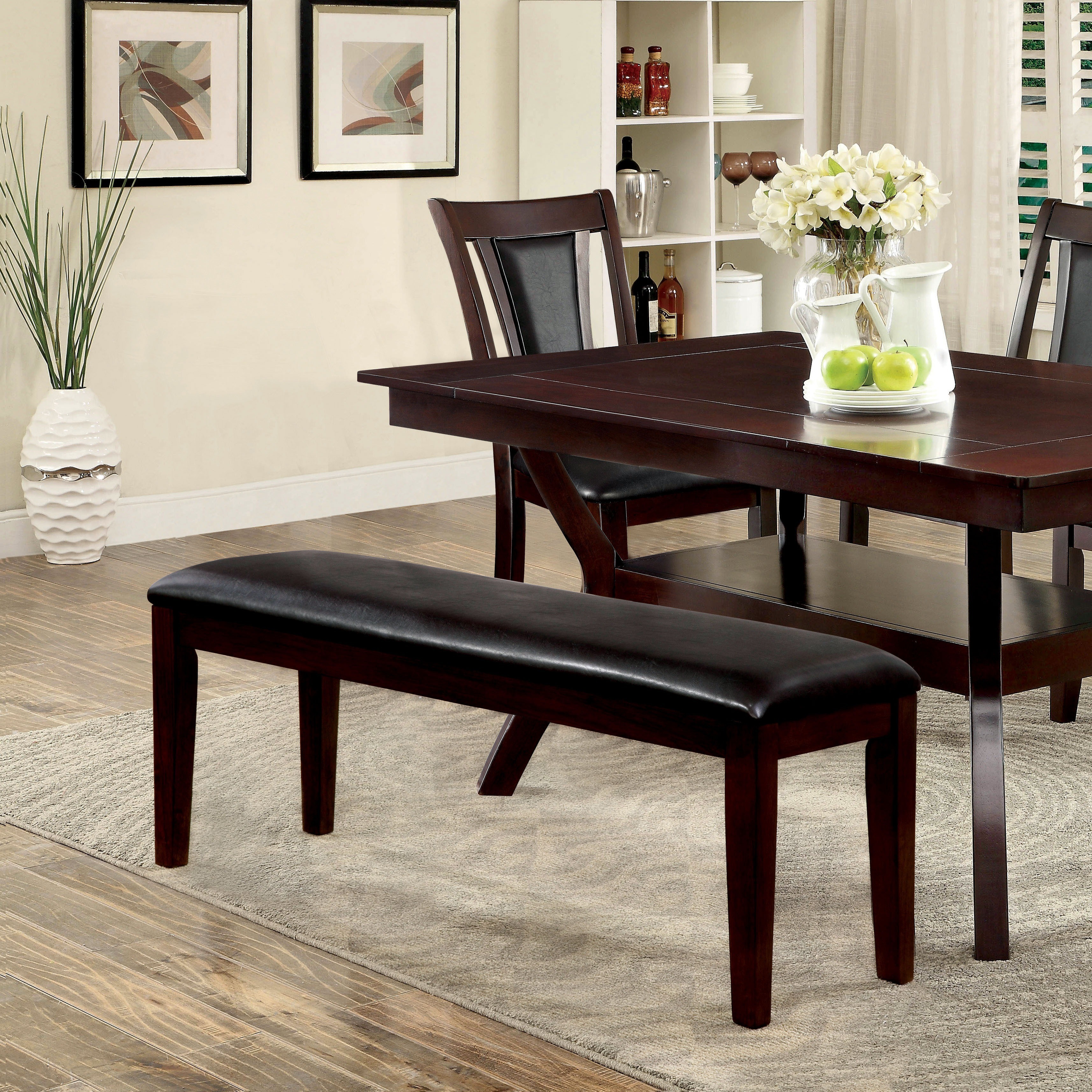 Copper Grove Testalinda Dark Cherry Leatherette Dining Bench