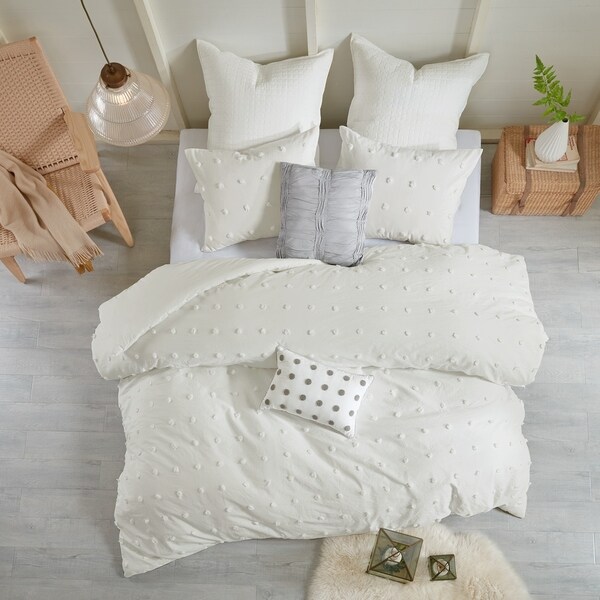 Copper Grove Vaseux Ivory Cotton Jacquard 7-piece Duvet Cover Set
