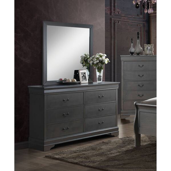 Shop Furniture Of America Devi Grey 2 Piece Dresser And Mirror Set