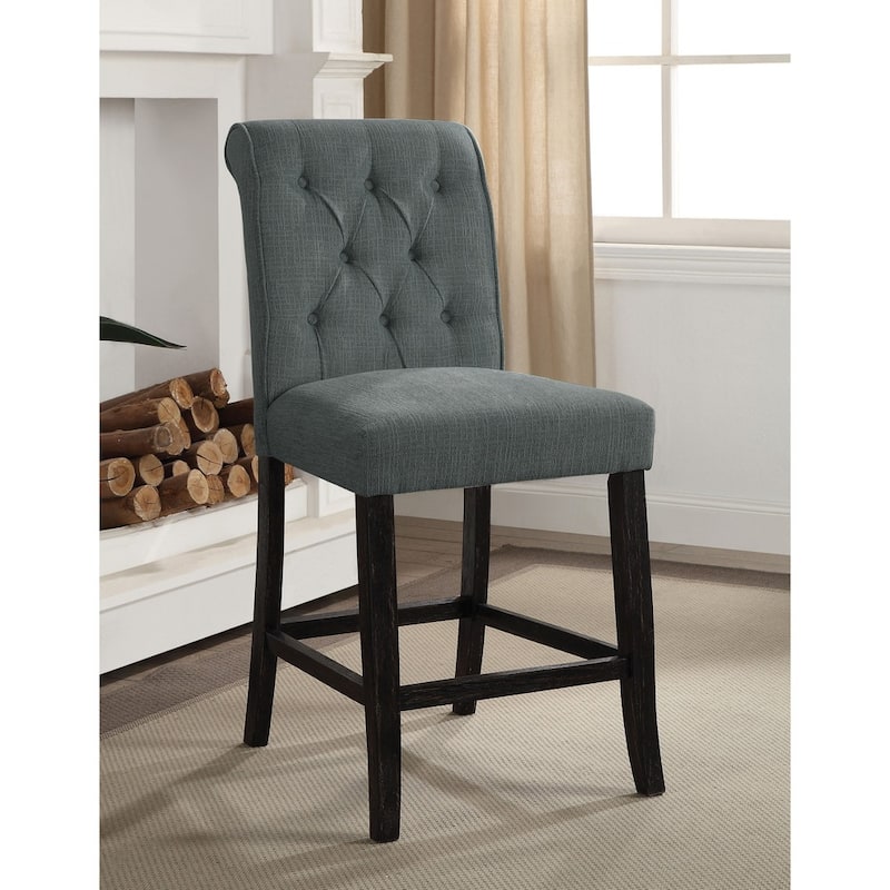 Sheila Rustic Chenille Counter Height Chair (Set of 2) by Furniture of America - Grey