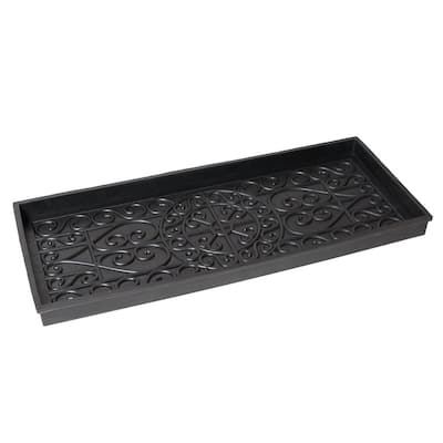 BirdRock Home Rubber Boot Tray | 34 inch Decorative Boot Tray | Waterproof for All Weather Indoor or Outdoor Use | Dog Bowl Tray