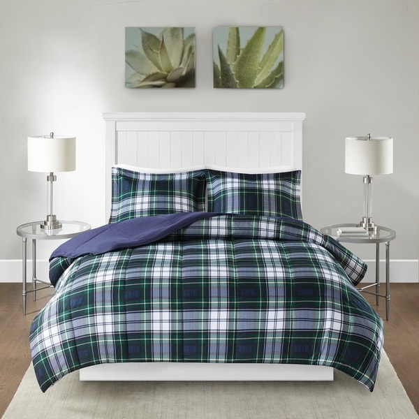 Carbon Loft Sterling Navy/ Green Down Alternative Comforter Mini Set