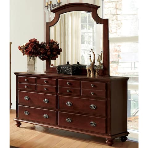 Furniture of America Sibu Cherry 2-piece Dresser and Mirror Set