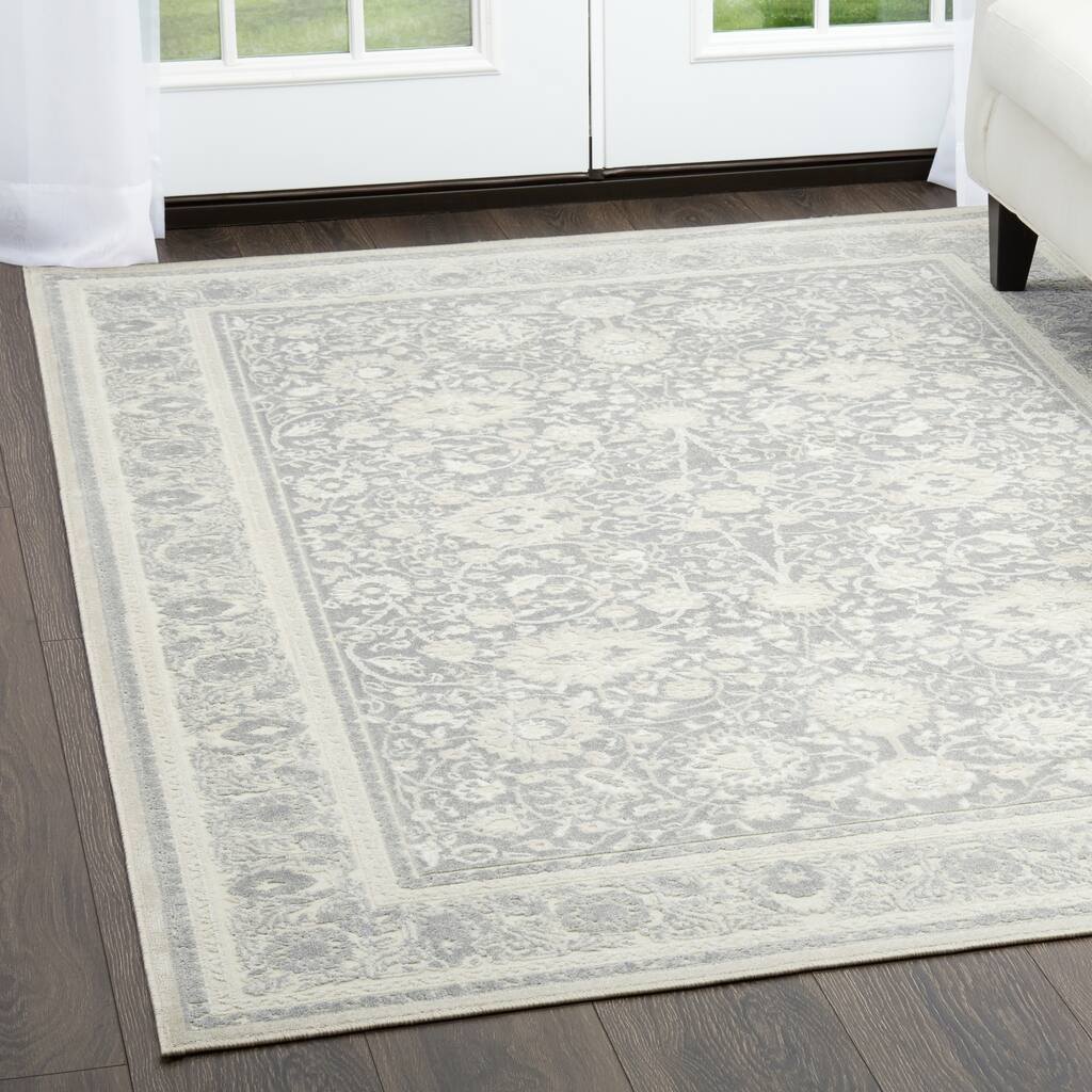 Dark Gray & Beige Infinity Border Rug by Nicole Miller - 5'1"x7'2"