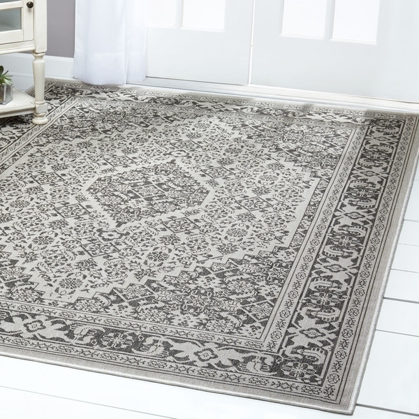 Shop Patio Country Gray-Black Persian Indoor/Outdoor Rug by Nicole ...