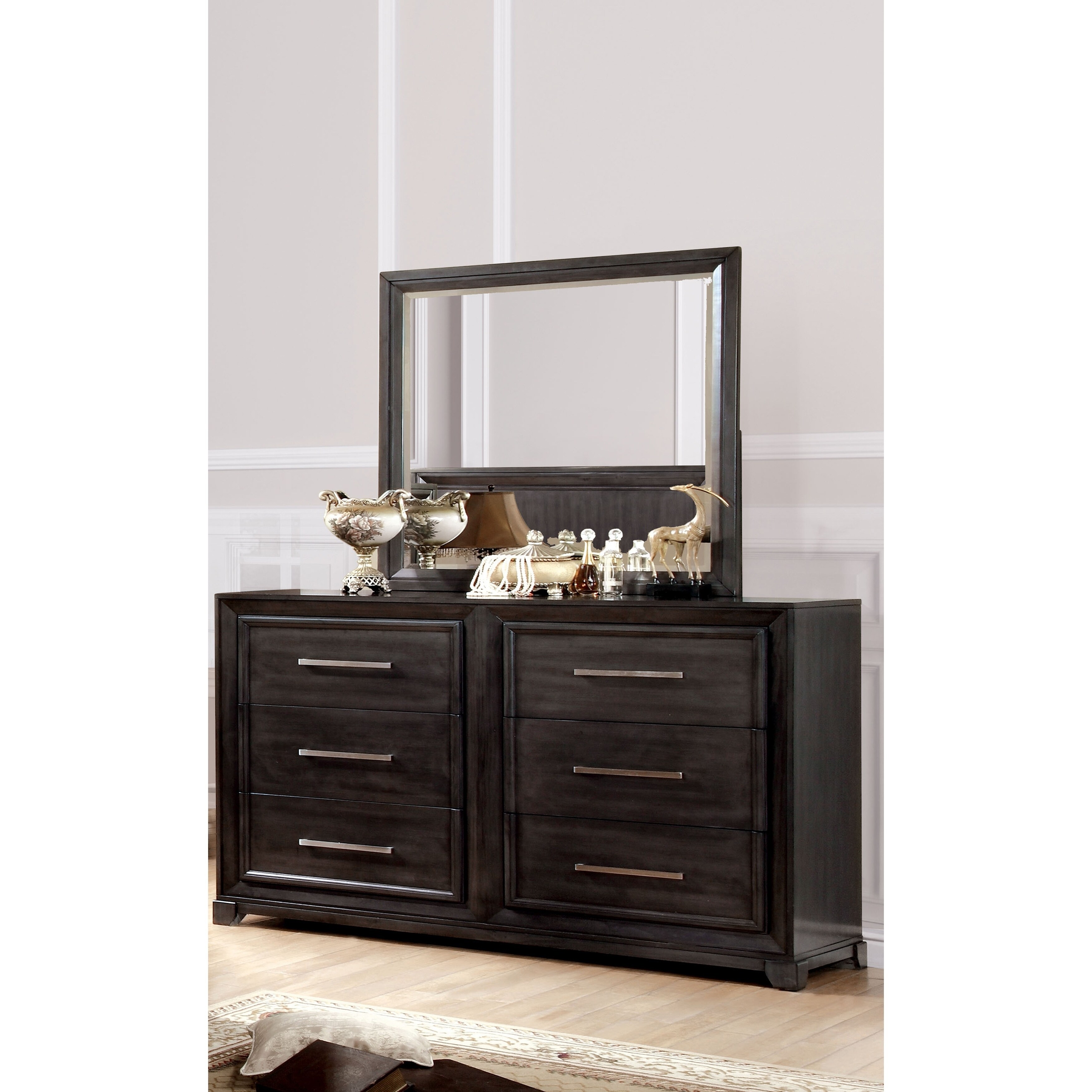 Shop Furniture Of America Nini Grey 2 Piece Dresser And Mirror Set