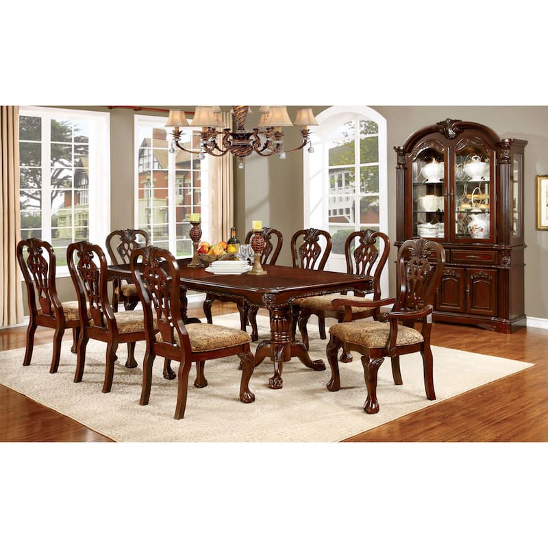 Furniture of America Carpia Formal Cherry 89-inch Expandable Dining Table
