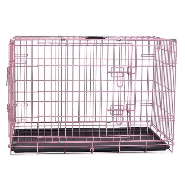 small pink dog crate
