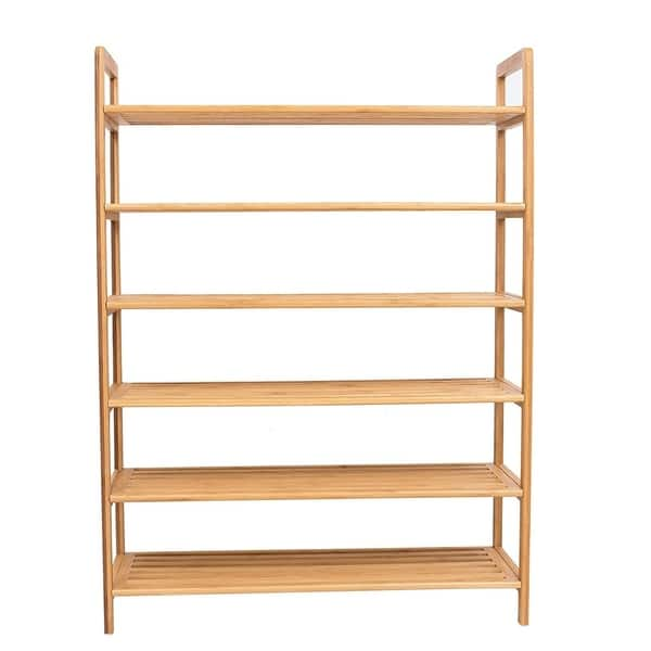 Shop Black Friday Deals On Birdrock Home Free Standing Bamboo Shoe Rack 6 Tier Wood Closets And Entryway Organizer Fits 18 Pairs Of Shoes Overstock 20832612