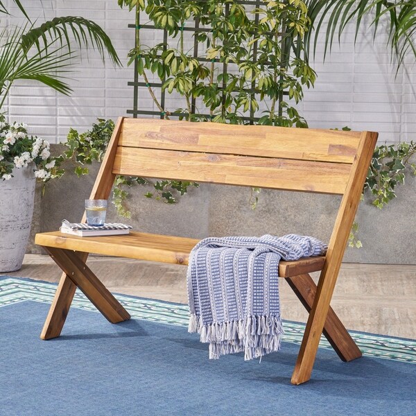 Eaglewood Outdoor Live Edge Acacia Wood Bench by Christopher Knight Home