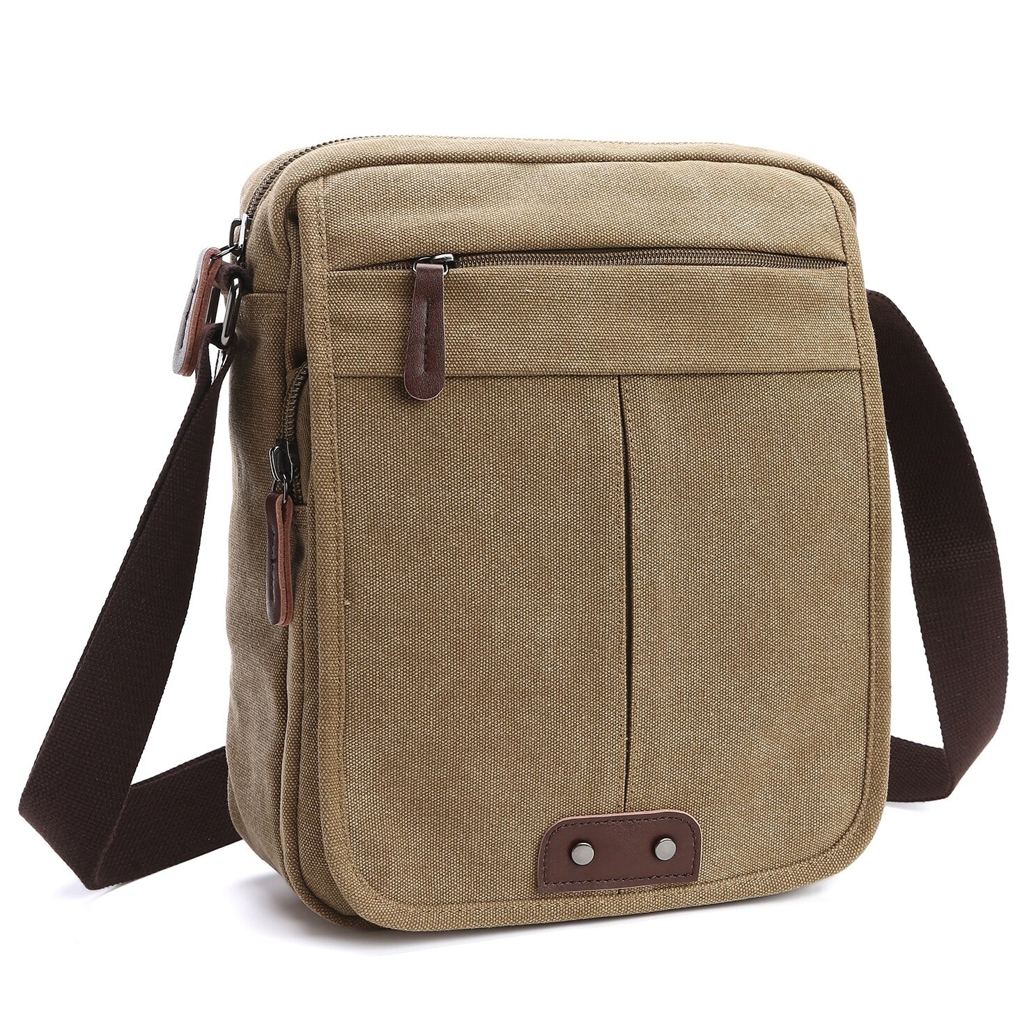 Amazon.com: Kattee Military Messenger Bag Canvas Leather Shoulder Bag Fits  13.3/15.6 Inch Laptop : Electronics