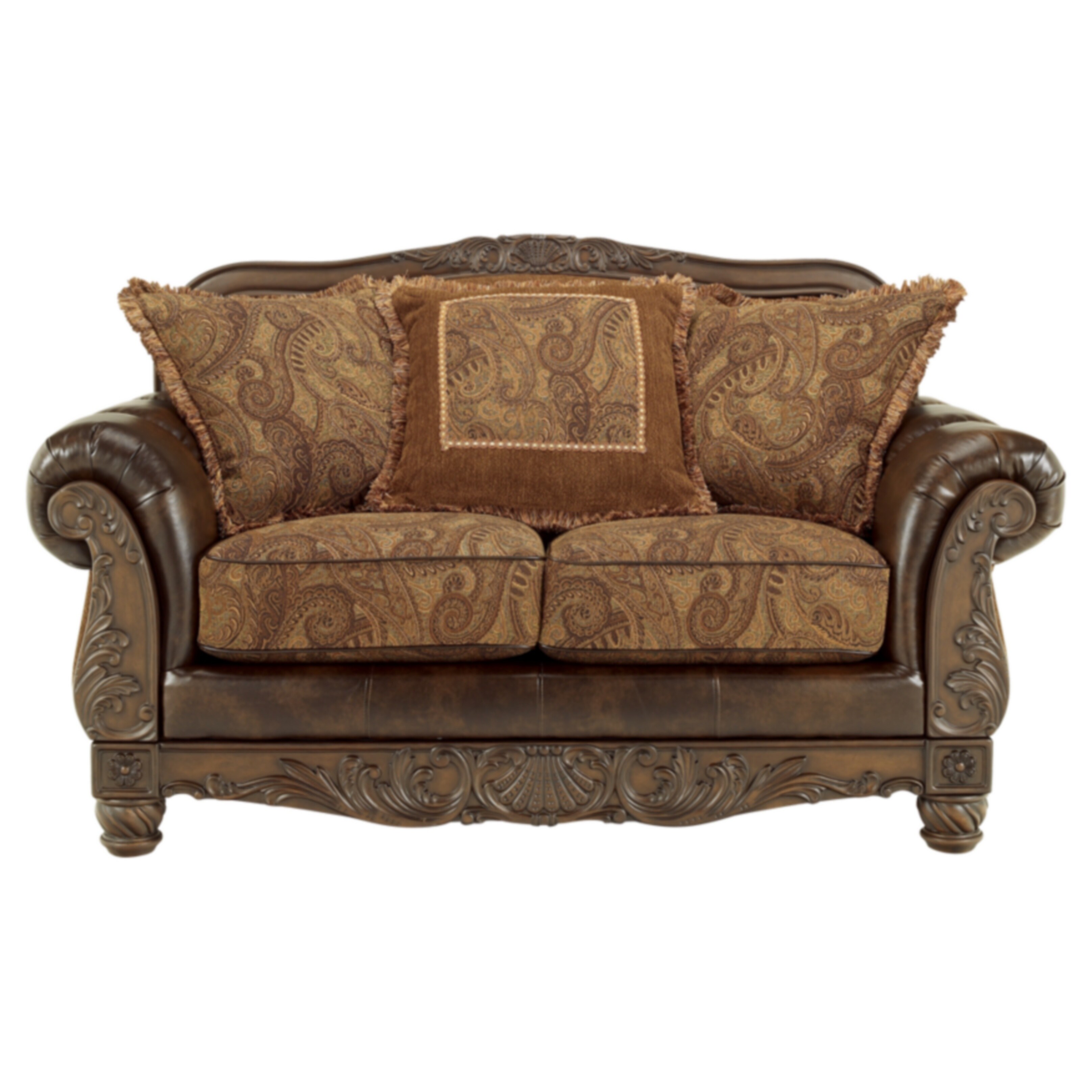 Shop Fresco Faux Leather Traditional Antique Loveseat Free