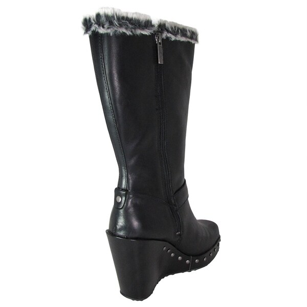 fur lined wedge ankle boots