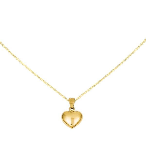 White or Rose Gold Tiny Puffed Heart Pendant Necklace 18 Inches 14k Yellow White or Rose Gold Tiny Puffed Heart Pendant Necklace 18 Inches 14k Yellow