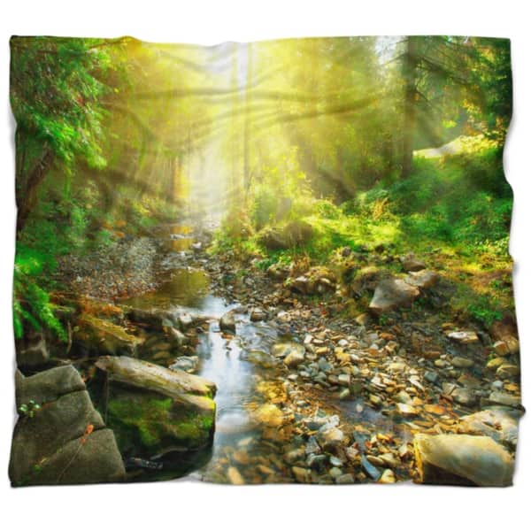 Shop Designart Mountain Stream In Forest Landscape Photography Throw Blanket Overstock 20845917