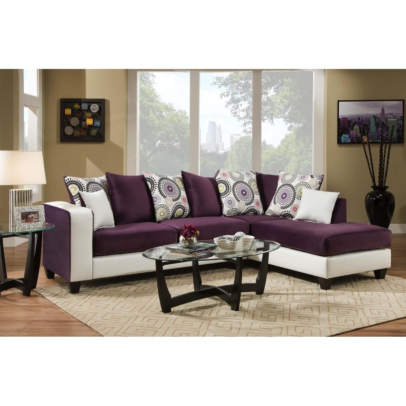 Shop Black Friday Deals On Sofatrendz Dessie Purple White Contemporary Sectional Overstock 20846572