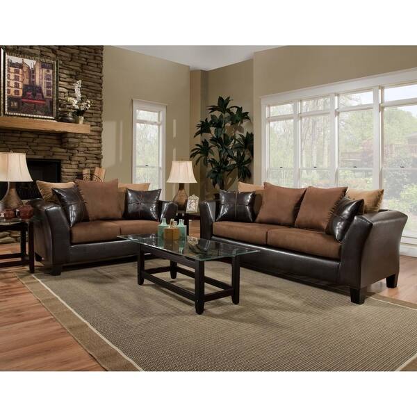 Sofatrendz Dalby Two Tone Chocolate Sofa Loveseat 2 Pc Set Free Sofatrendz Dalby Two Tone Chocolate Sofa Loveseat