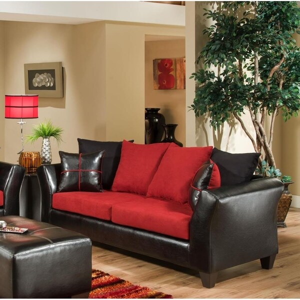 Sofatrendz Dallas Red Black Contemporary Sofa