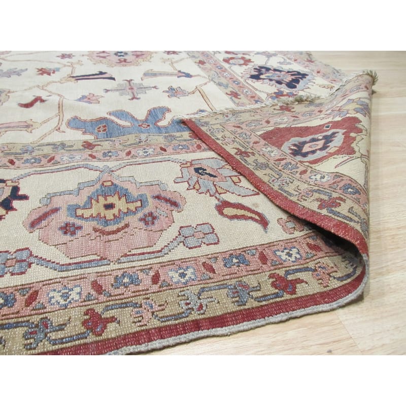 Hand-knotted Wool Ivory Traditional Oriental Soumack Agra Rug - 11' x 13'