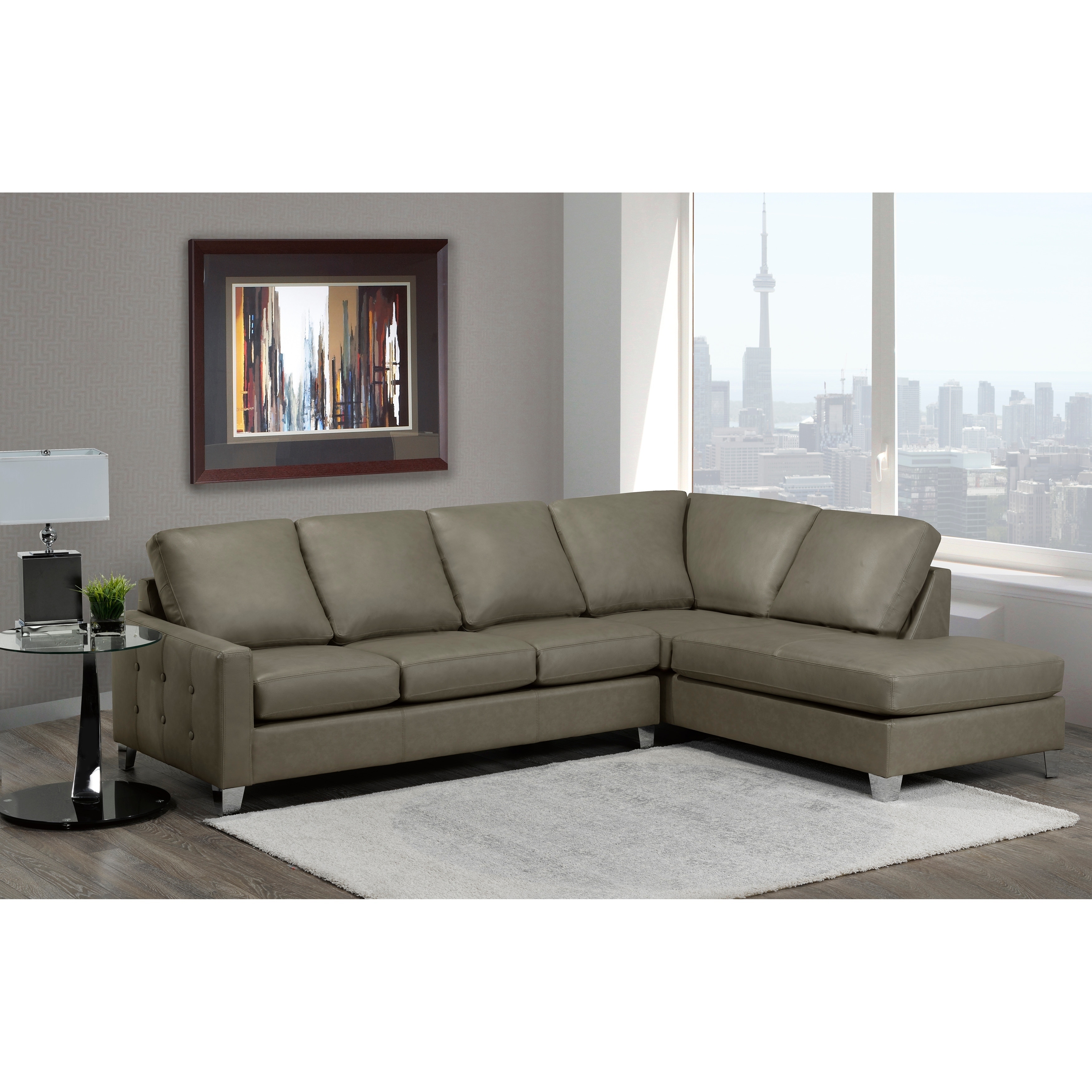 Dean Premium Top Grain Italian Leather Tufted Sectional Sofa