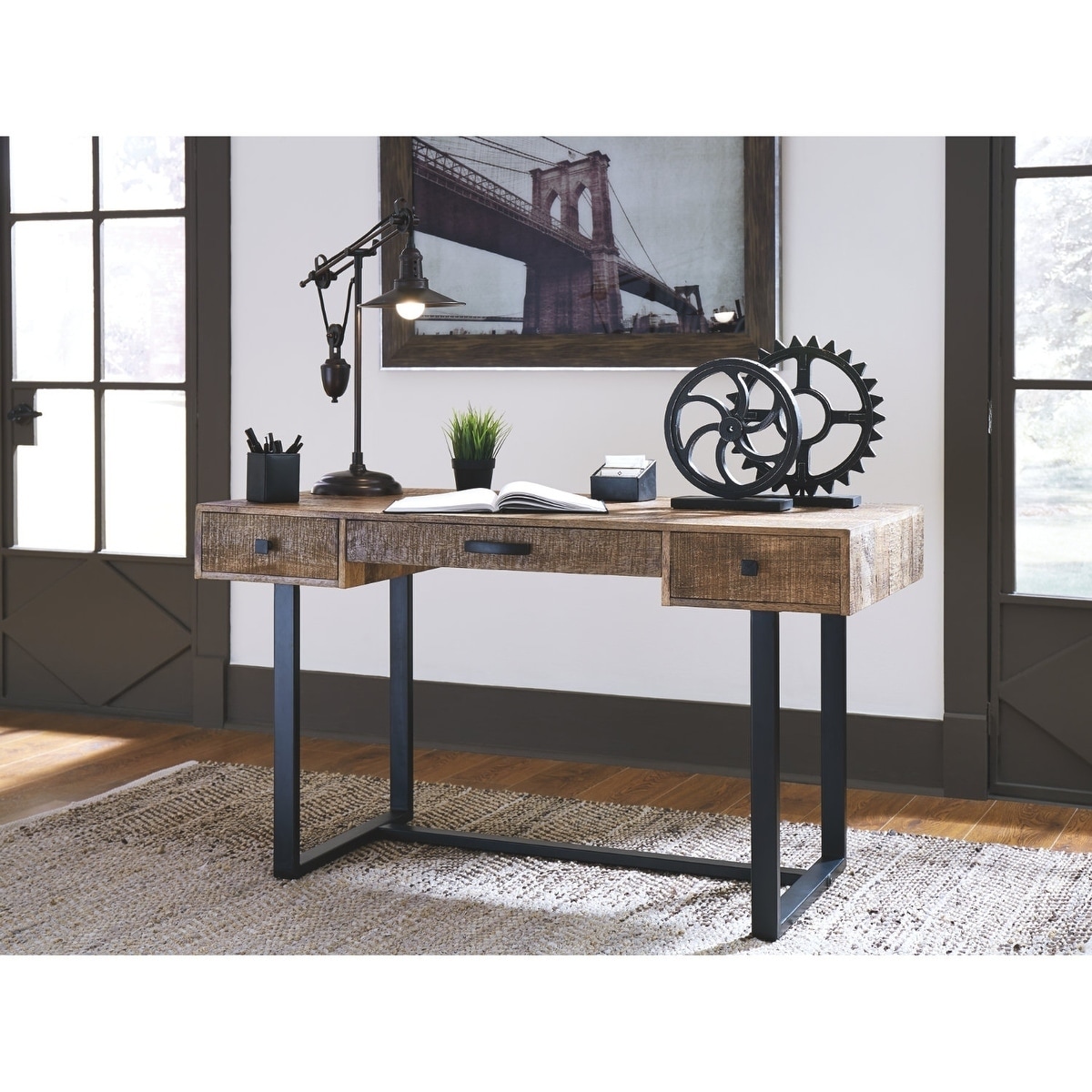 Shop Signature Design By Ashley Viganni Light Brown Home Office Desk Overstock 20847071