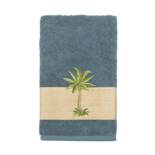 Authentic Hotel And Spa Turkish Cotton Palm Tree Embroidered Authentic Hotel And Spa Turkish Cotton Palm Tree Embroidered Teal Hand Towel