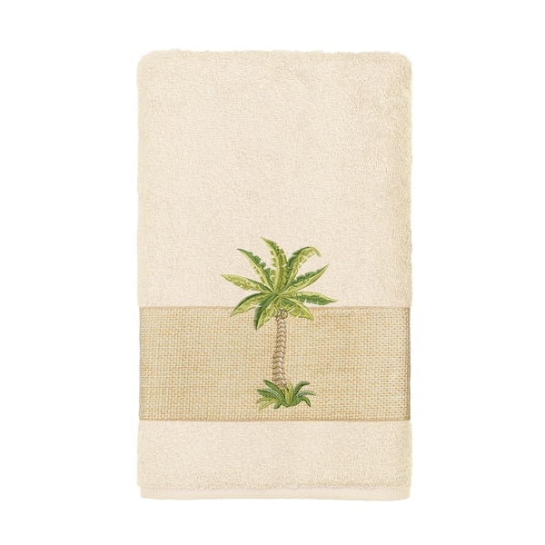 Authentic Hotel and Spa Turkish Cotton Palm Tree Embroidered Cream Hand ...
