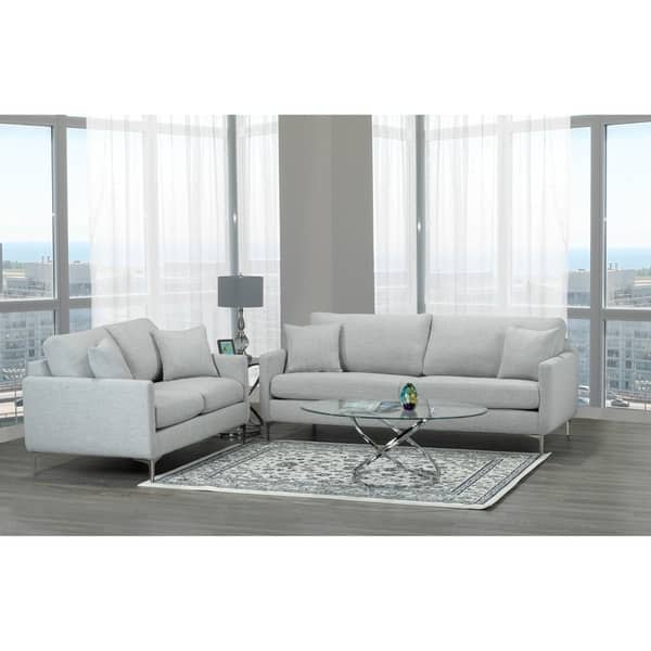 Rose Mid Century Modern Grey Fabric Sofa and Loveseat Bed Bath