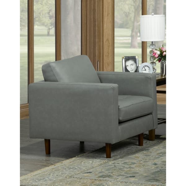 Shop Booker 3 Piece Grey Top Grain Leather Living Room Set Overstock 20847566