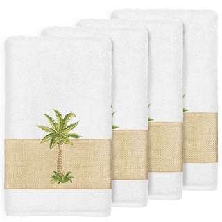 Authentic Hotel and Spa Turkish Cotton Palm Tree Embroidered White Bath ...