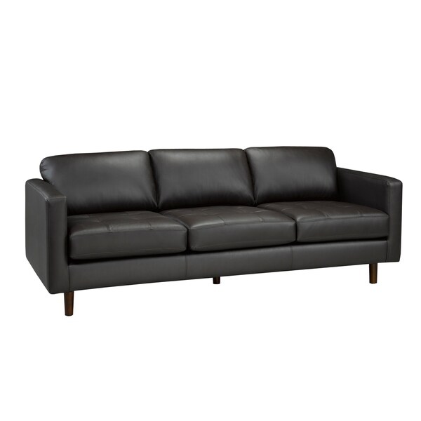 Lola Mid Century Modern Chocolate Brown Top Grain Italian Lola Mid Century Modern Chocolate Brown Top Grain Italian Leather Tufted Sofa