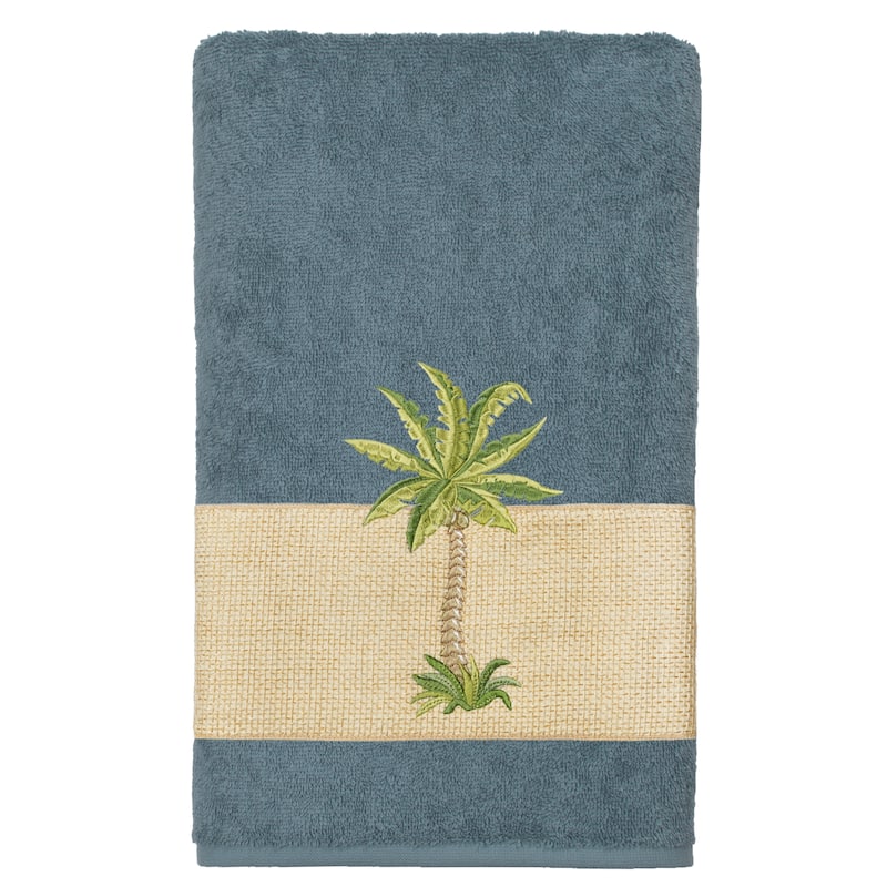 Authentic Hotel and Spa Turkish Cotton Palm Tree Embroidered Teal 3-piece Towel Set