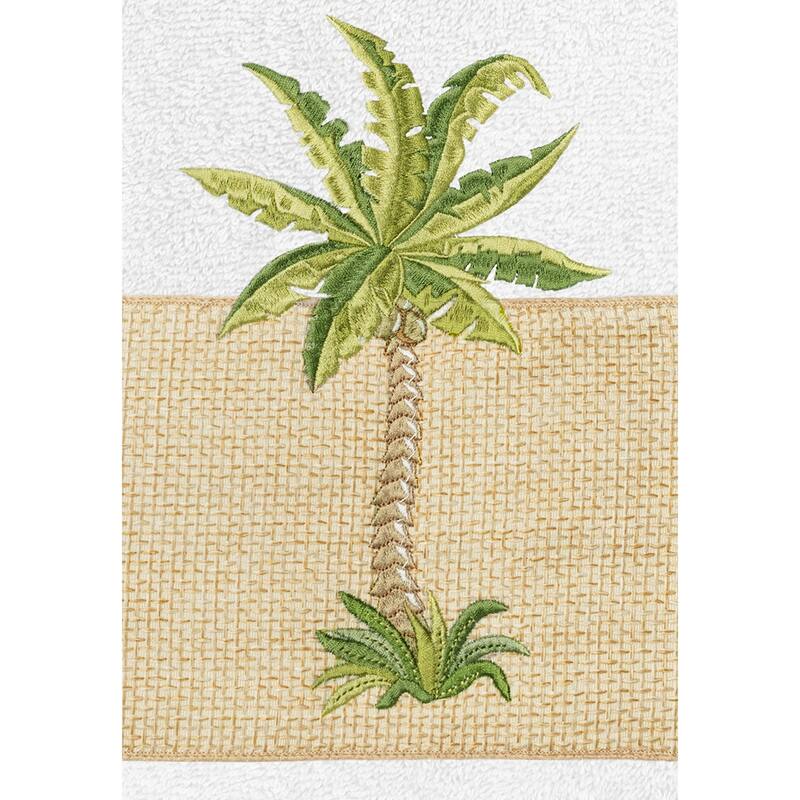Authentic Hotel and Spa Turkish Cotton Palm Tree Embroidered White 8-piece Towel Set