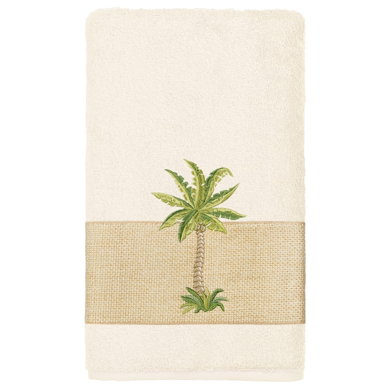 Authentic Hotel and Spa Turkish Cotton Palm Tree Embroidered Cream 8-piece Towel Set