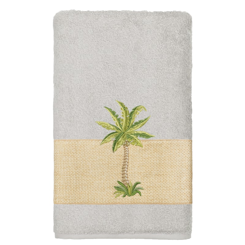 Authentic Hotel and Spa Turkish Cotton Palm Tree Embroidered Grey 8-piece Towel Set