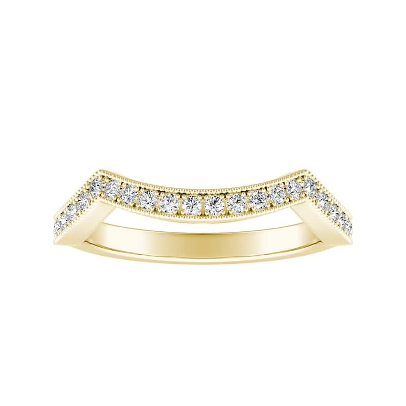 Auriya Vintage Milgrain 1/6ctw Curved Diamond Wedding Band 18K Gold