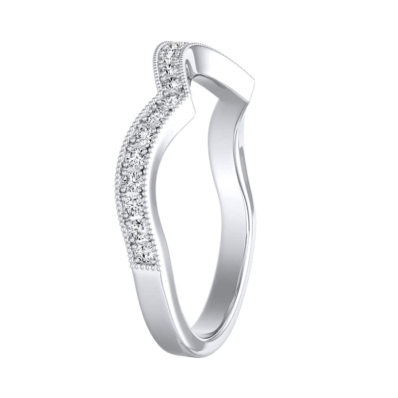 Auriya Vintage Milgrain 1/6ctw Curved Diamond Wedding Band 14K Gold