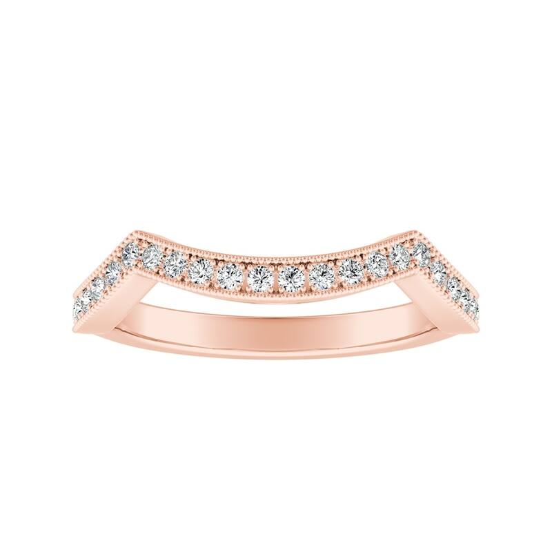 Auriya Vintage Milgrain 1/6ctw Curved Diamond Wedding Band 14K Gold