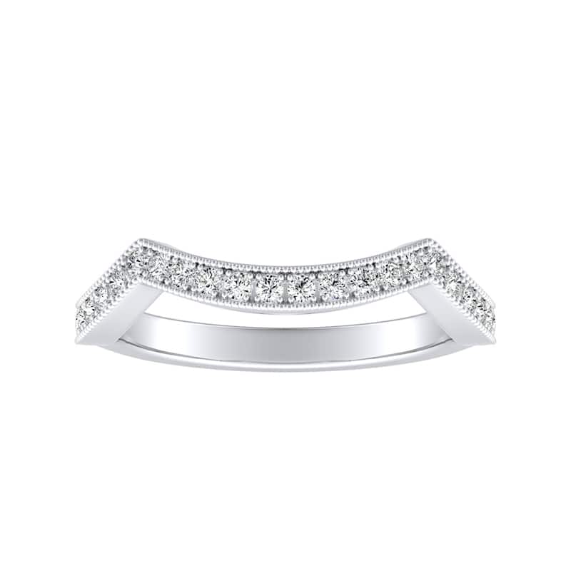 Auriya Platinum 1/6ctw Milgrain Curved Diamond Wedding Band