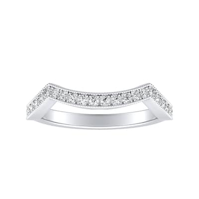 Auriya Platinum 1/6ctw Milgrain Curved Diamond Wedding Band