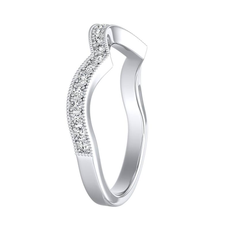 Auriya Platinum 1/6ctw Milgrain Curved Diamond Wedding Band